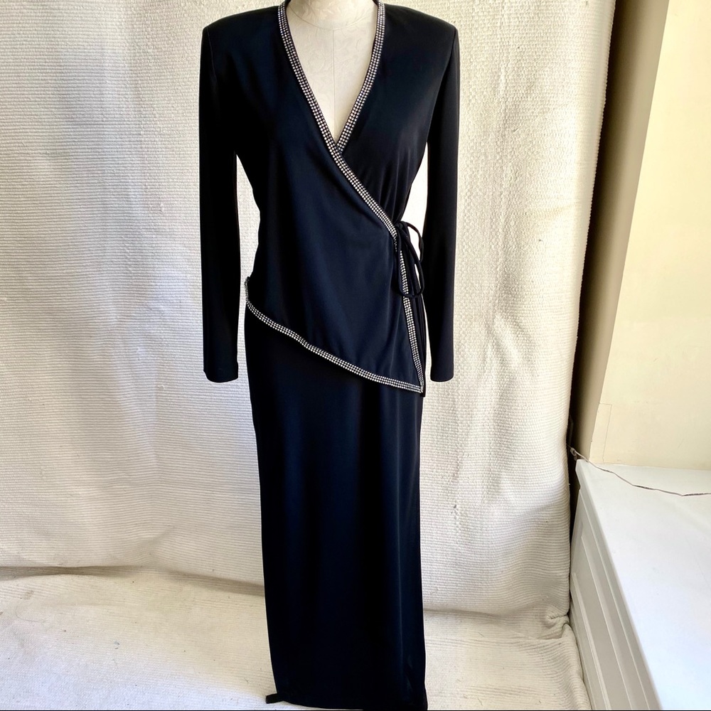 Vintage 70s 80s M Halloween Glam Lady Gaga Long Formal Wrap Dress